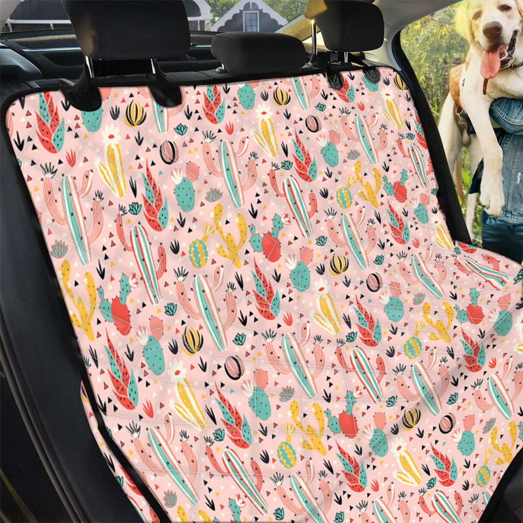 Pastel Cactus And Succulent Print Pet Car Back Seat Cover