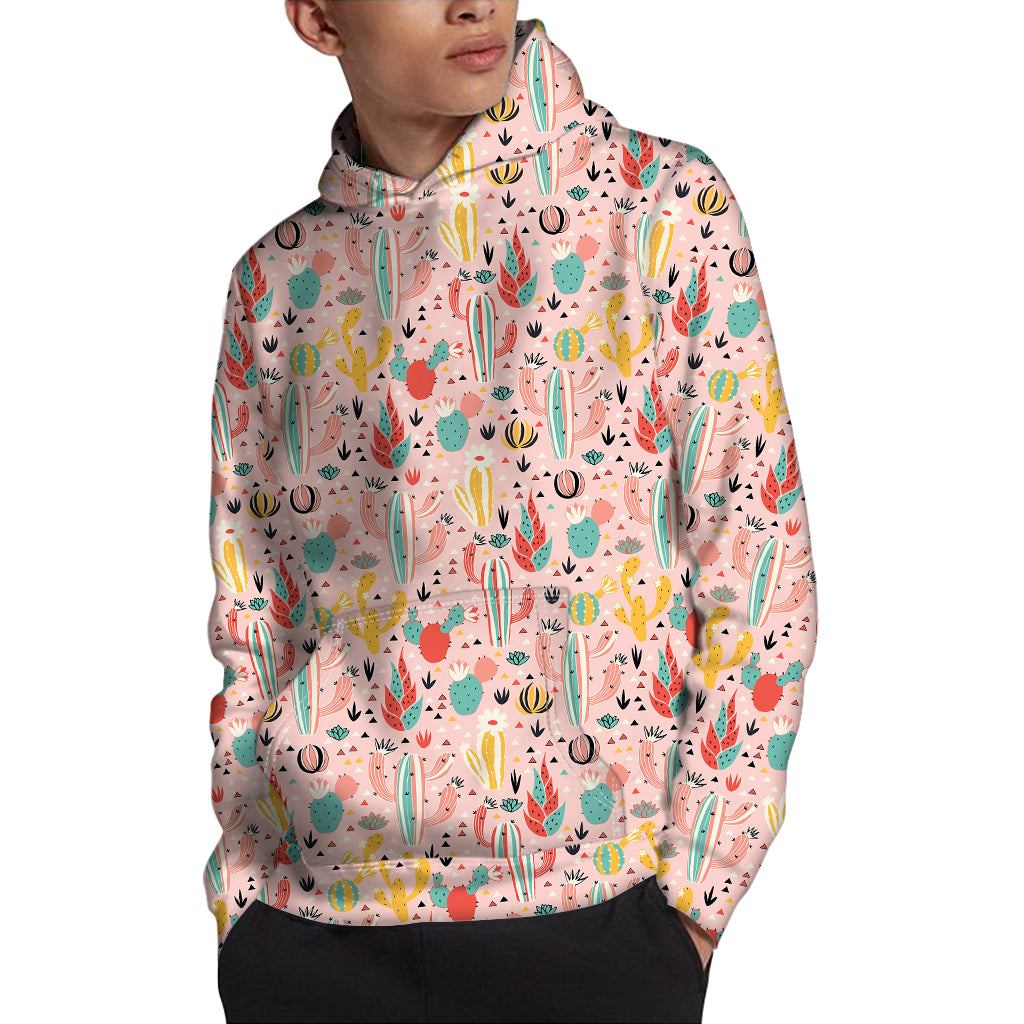 Pastel Cactus And Succulent Print Pullover Hoodie