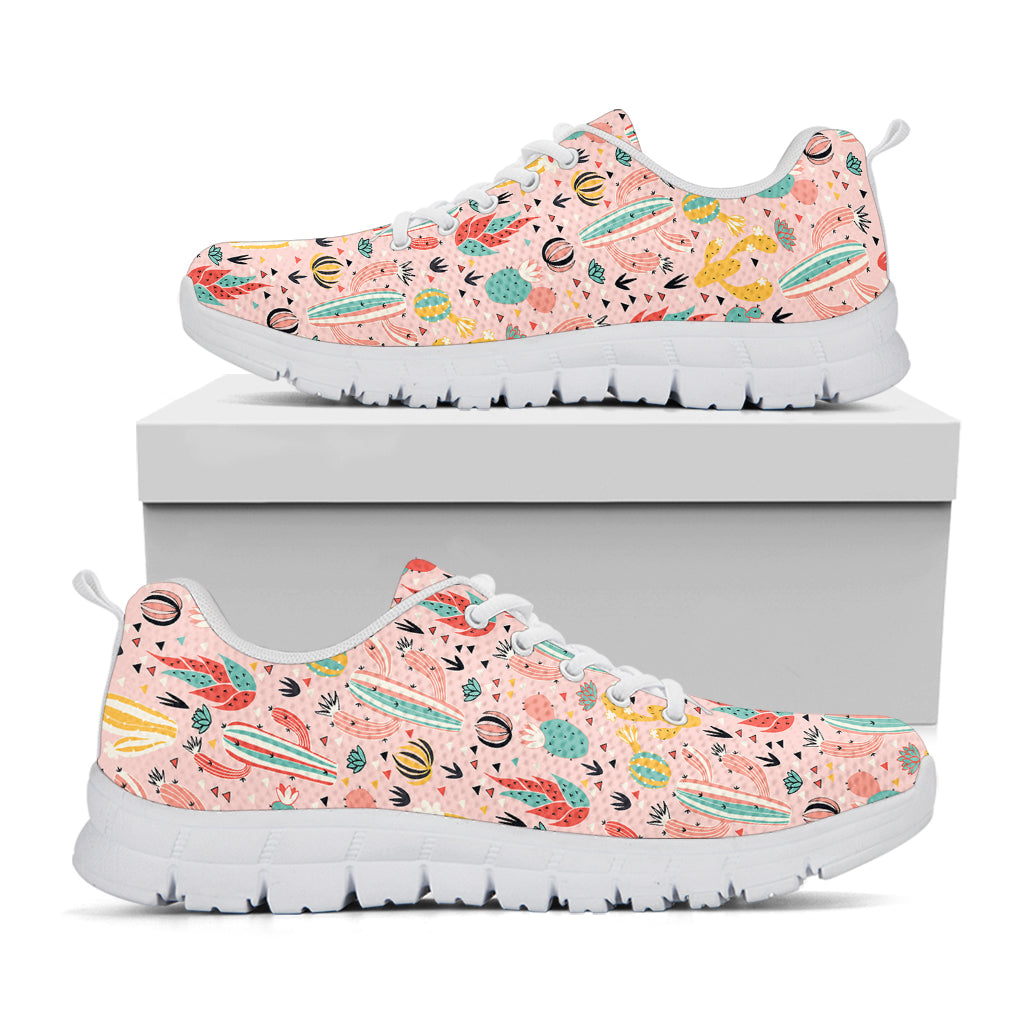 Pastel Cactus And Succulent Print White Sneakers