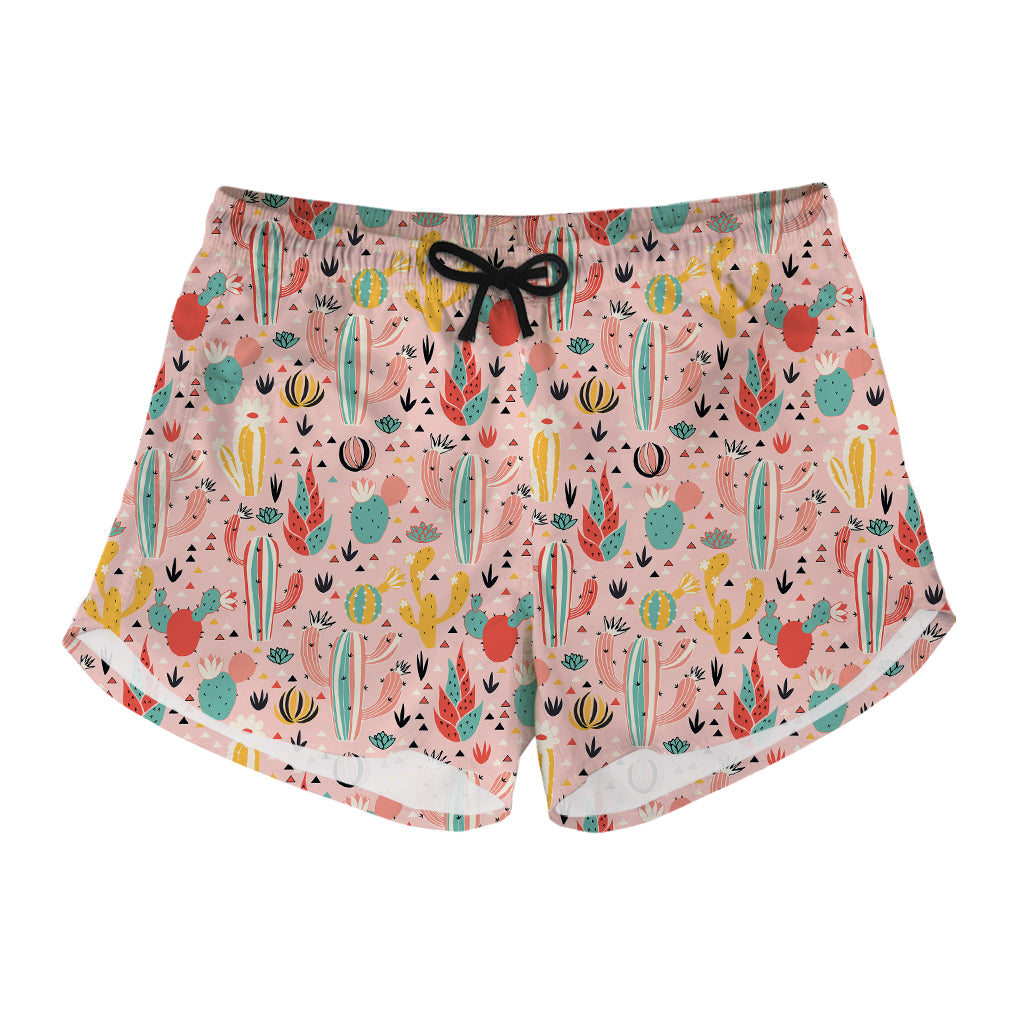 Pastel Cactus And Succulent Print Women's Shorts