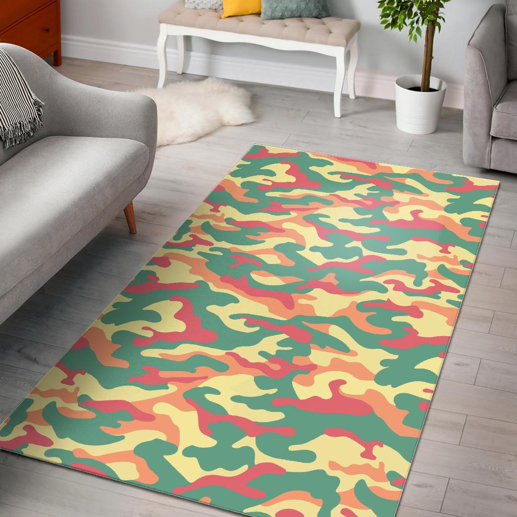 Pastel Camouflage Print Area Rug