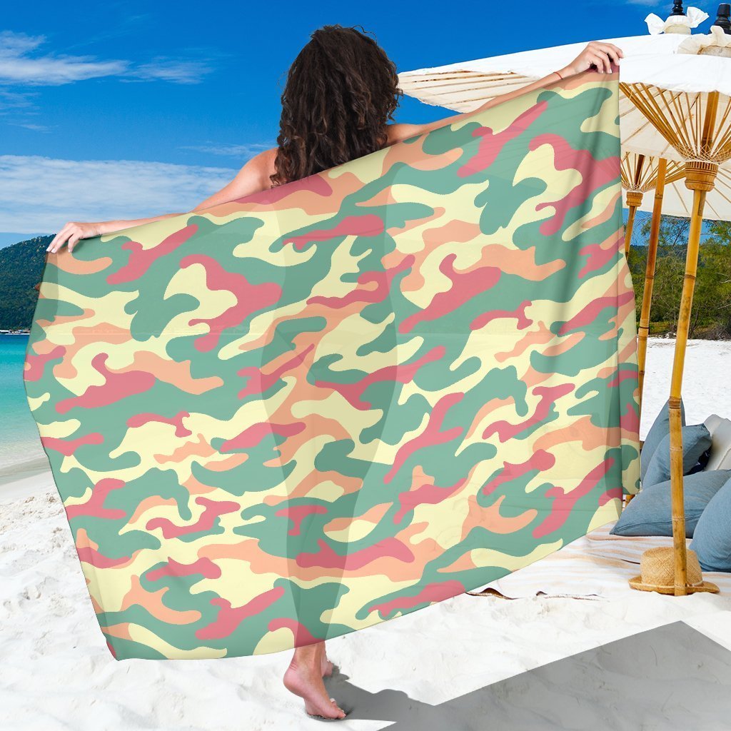 Pastel Camouflage Print Beach Sarong Wrap