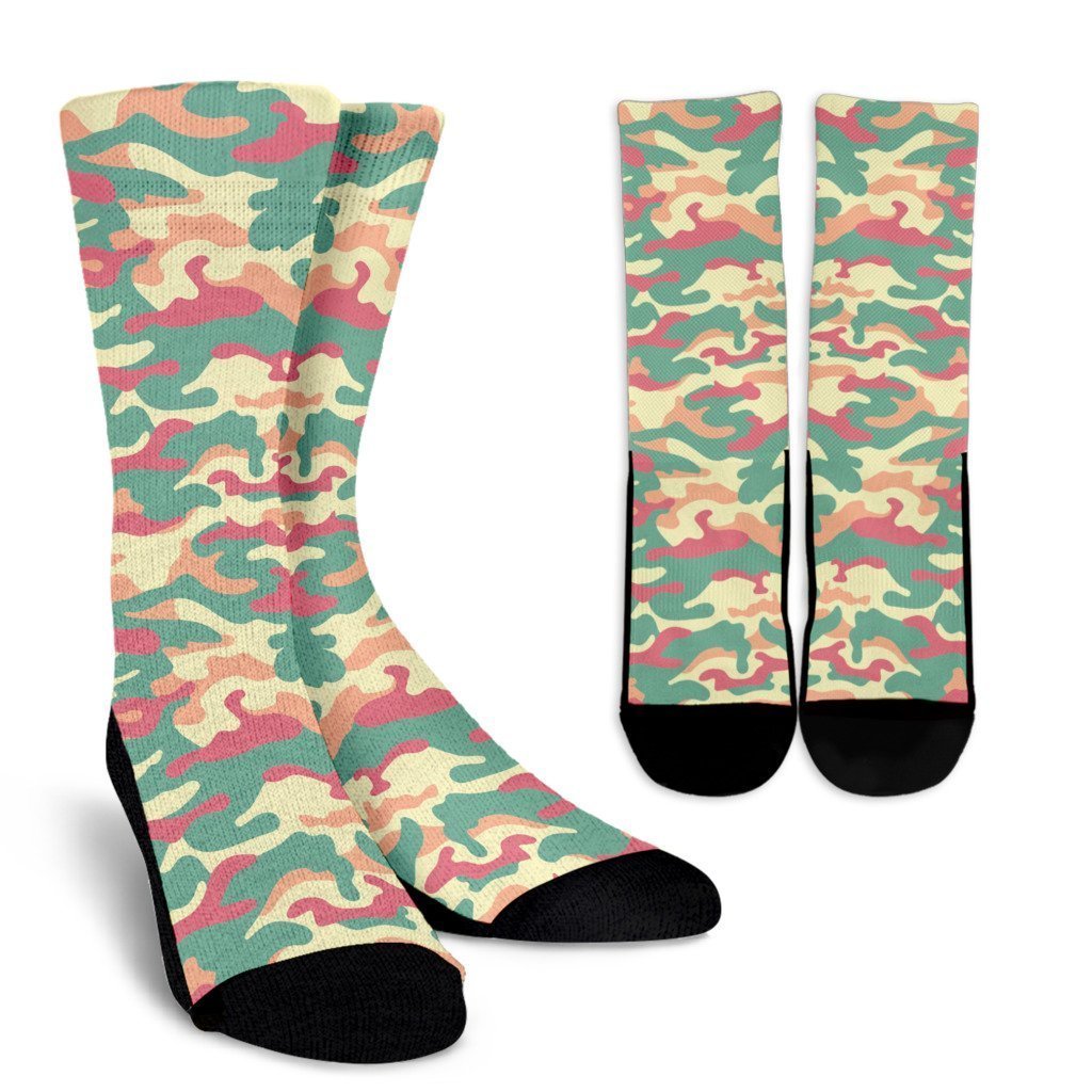 Pastel Camouflage Print Crew Socks