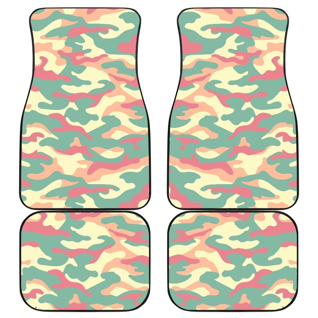 Pastel Camouflage Print Front and Back Car Floor Mats