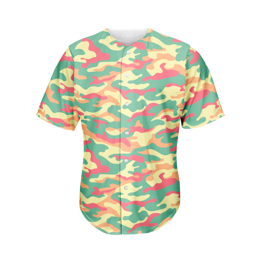 Pastel Camouflage Print Men's Baseball Jersey