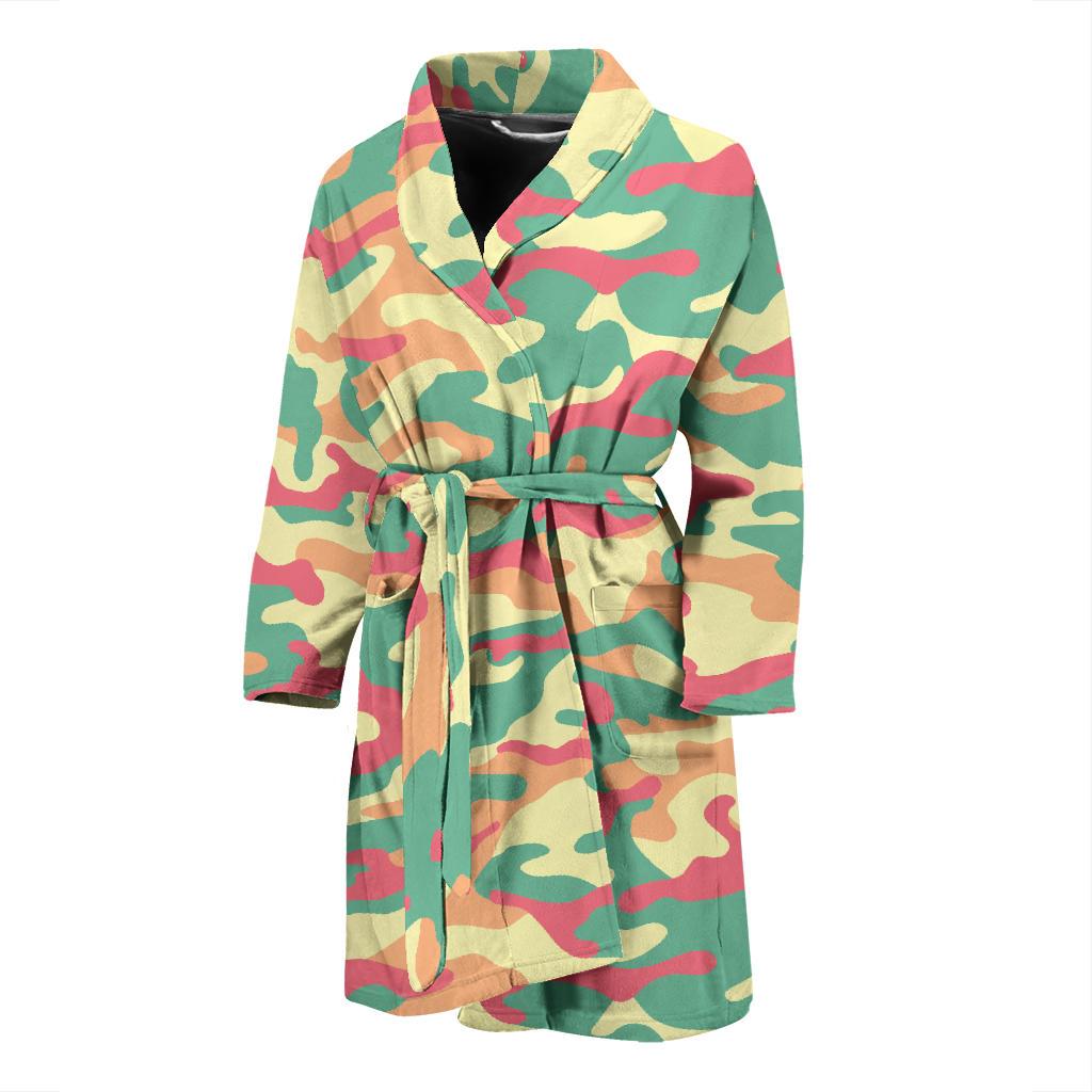 Pastel Camouflage Print Men's Bathrobe