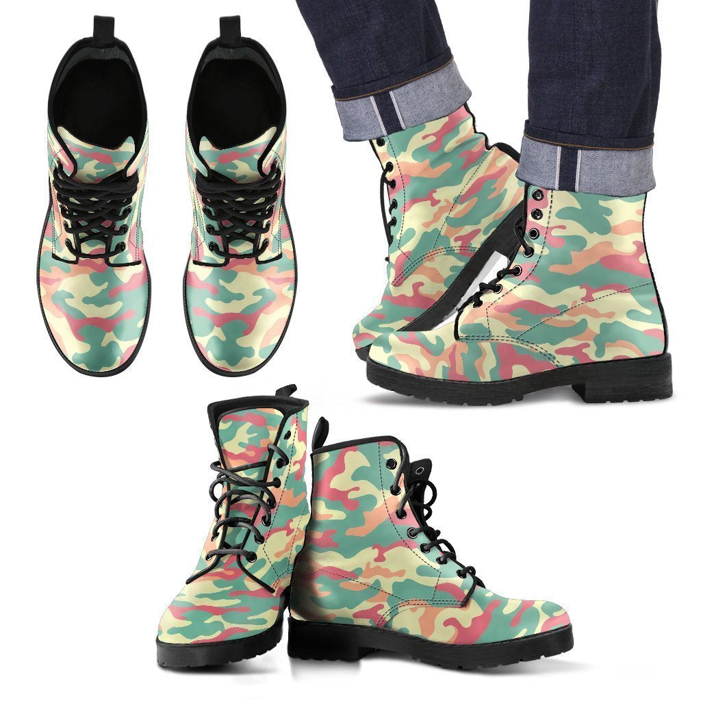 Pastel Camouflage Print Men's Boots