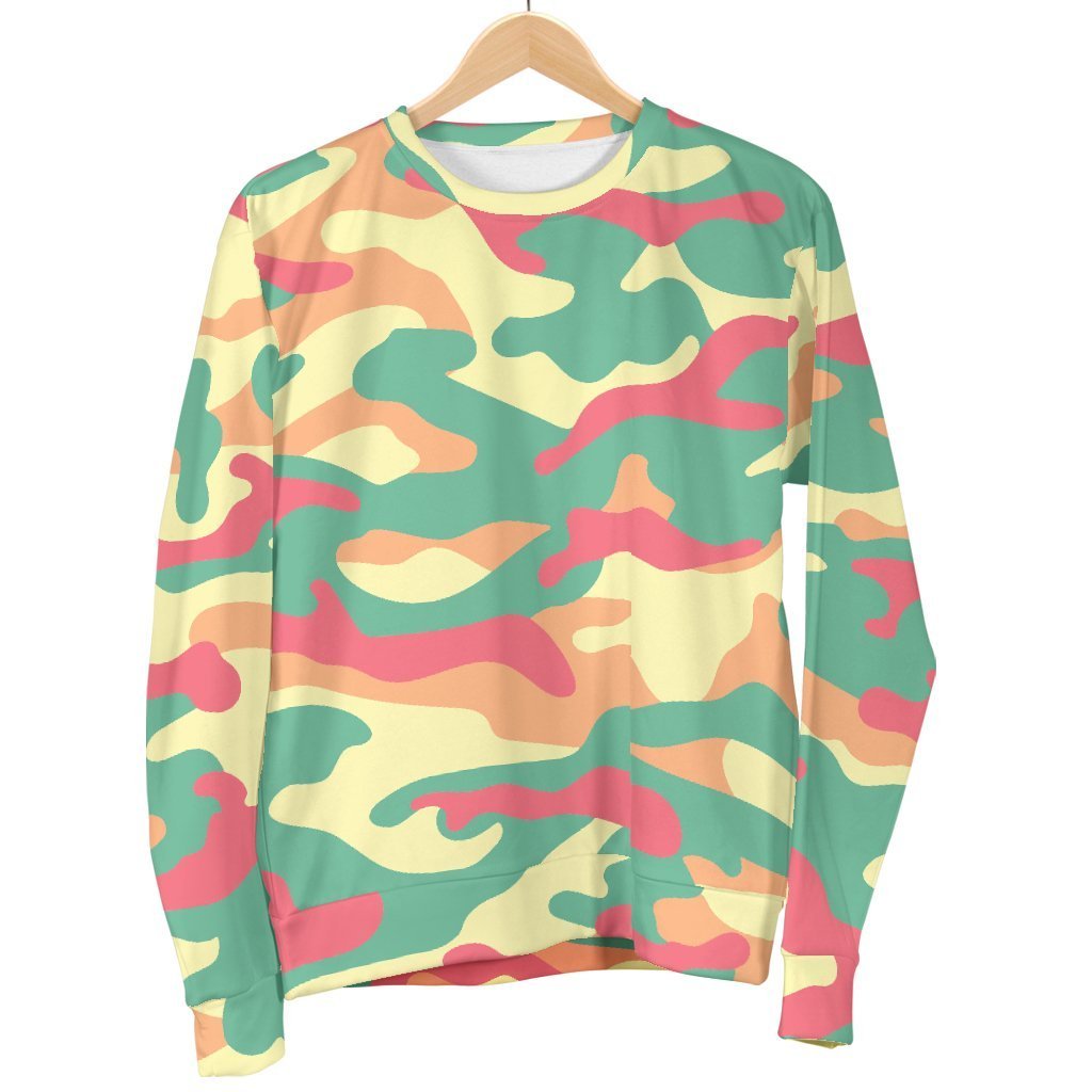 Pastel Camouflage Print Men's Crewneck Sweatshirt