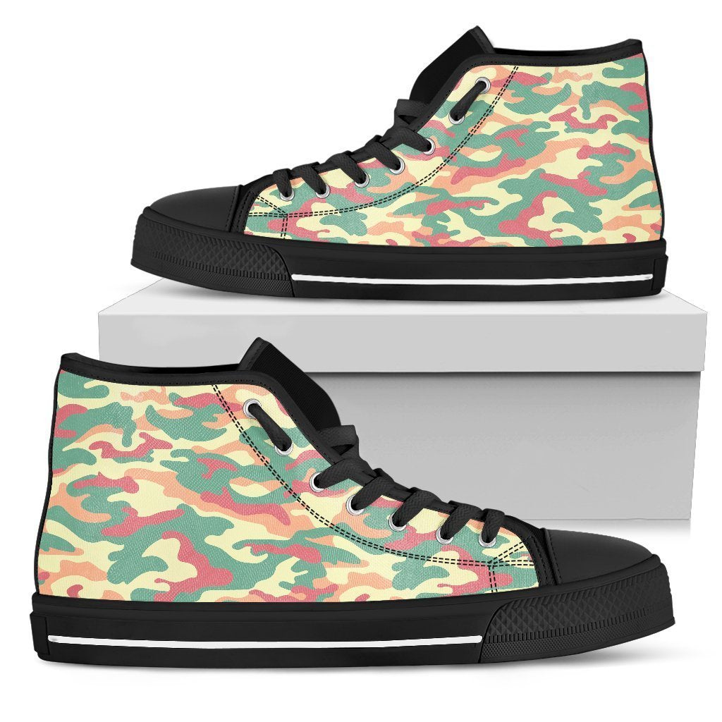 Pastel Camouflage Print Men's High Top Shoes