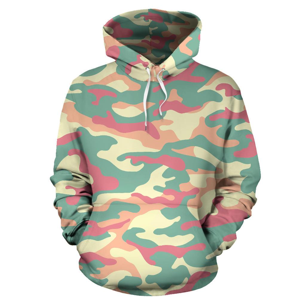 Pastel Camouflage Print Pullover Hoodie