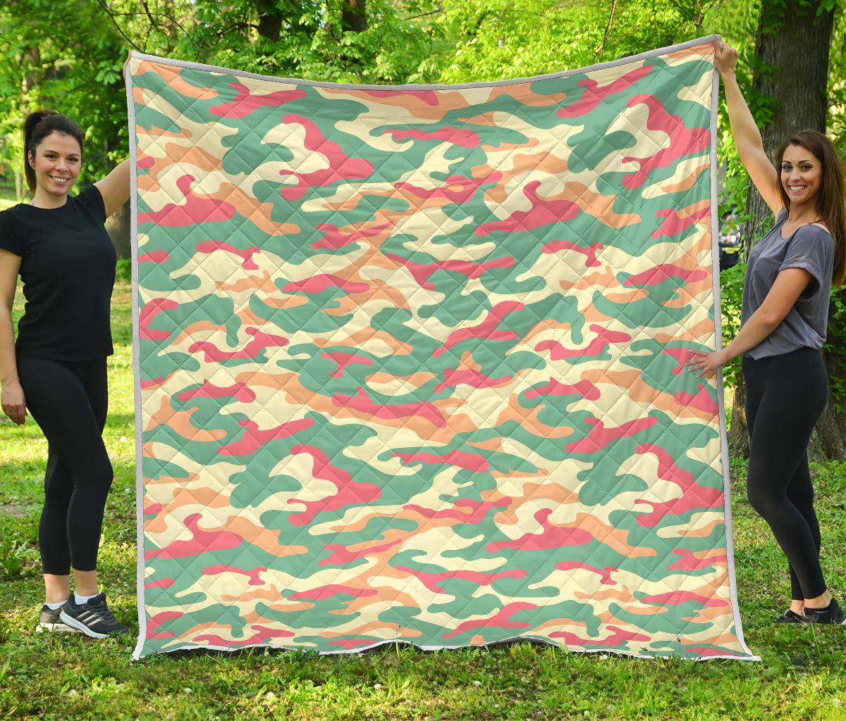 Pastel Camouflage Print Quilt