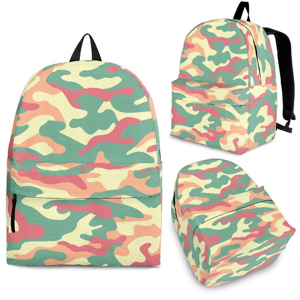 Pastel Camouflage Print School Backpack