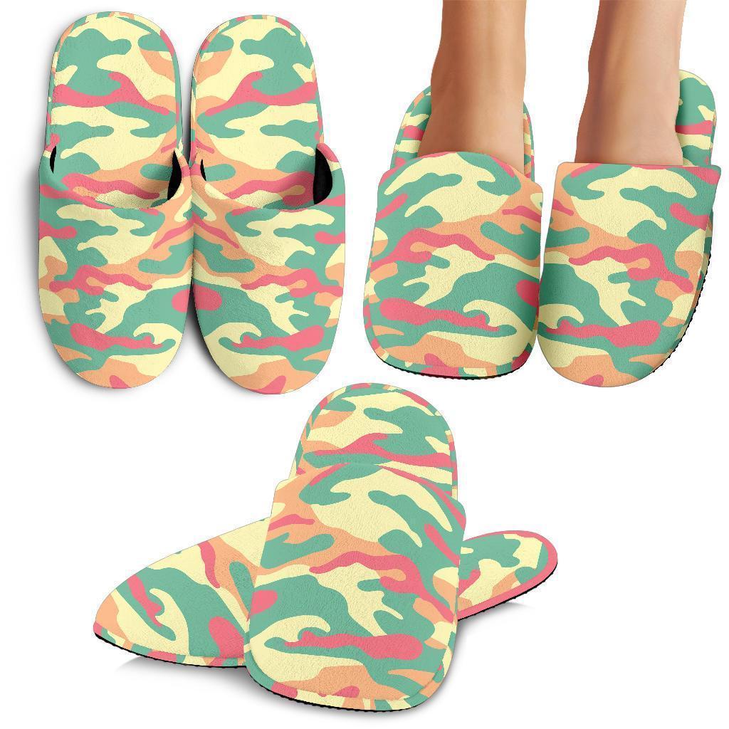 Pastel Camouflage Print Slippers