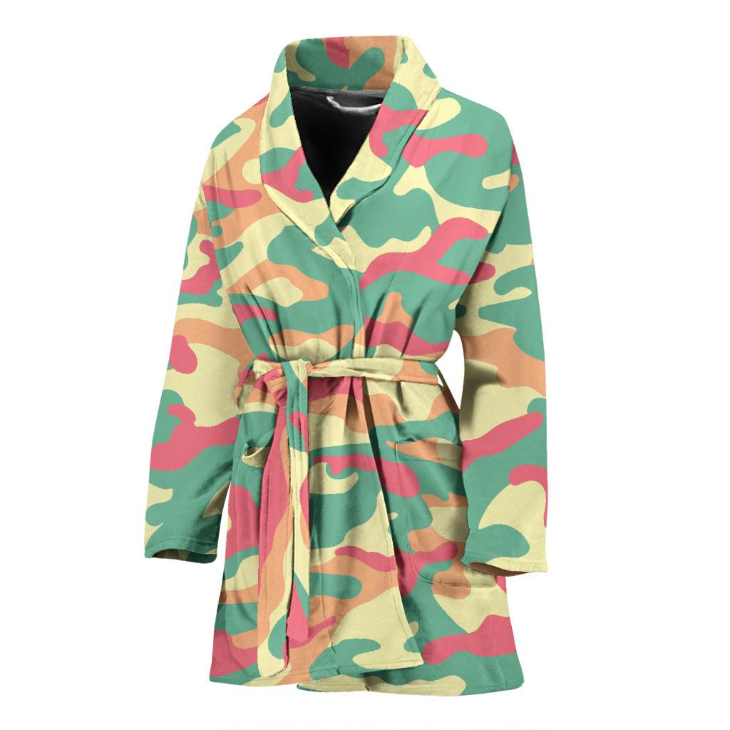 Pastel Camouflage Print Women's Bathrobe