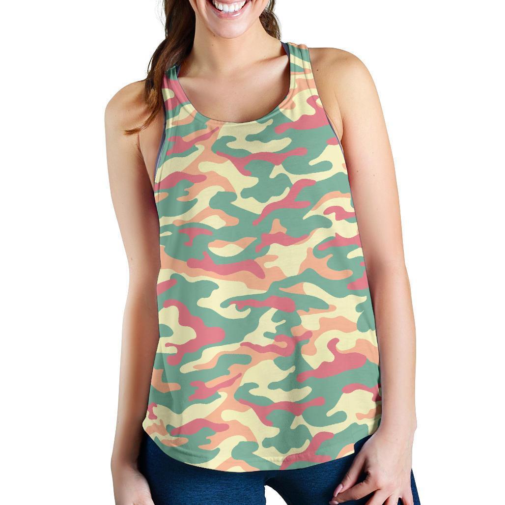 Pastel Camouflage Print Women's Racerback Tank Top