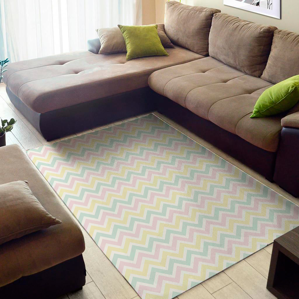 Pastel Chevron Pattern Print Area Rug