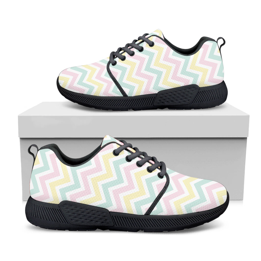 Pastel Chevron Pattern Print Black Athletic Shoes