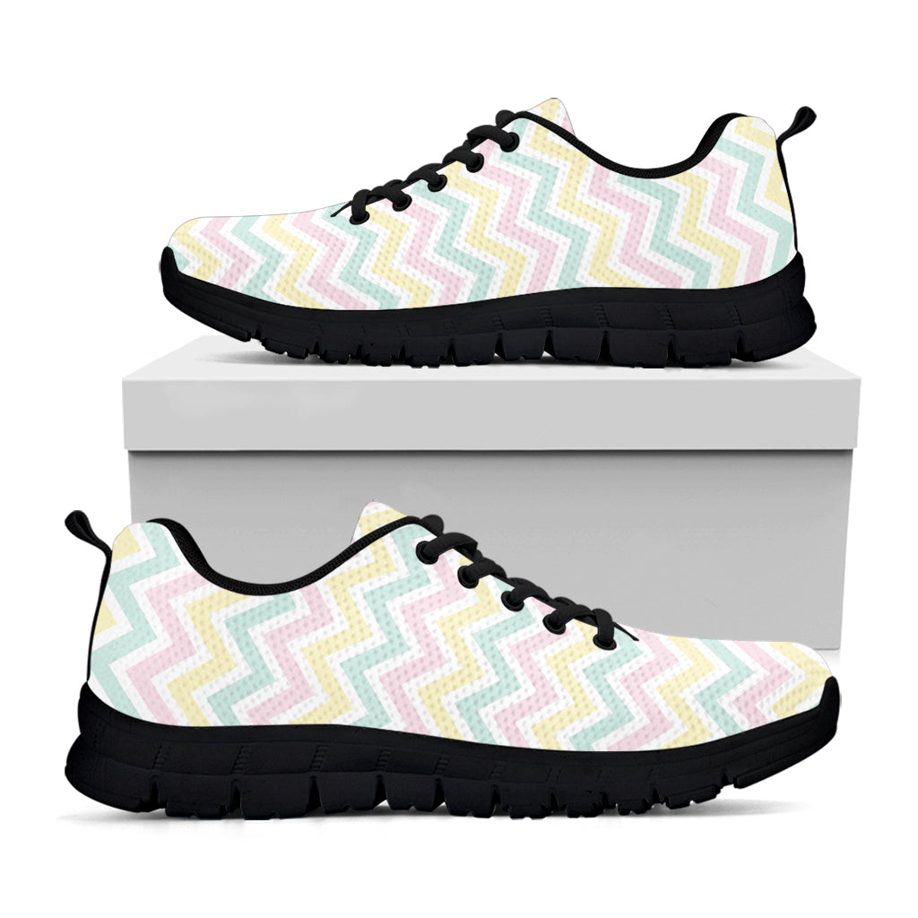 Pastel Chevron Pattern Print Black Sneakers