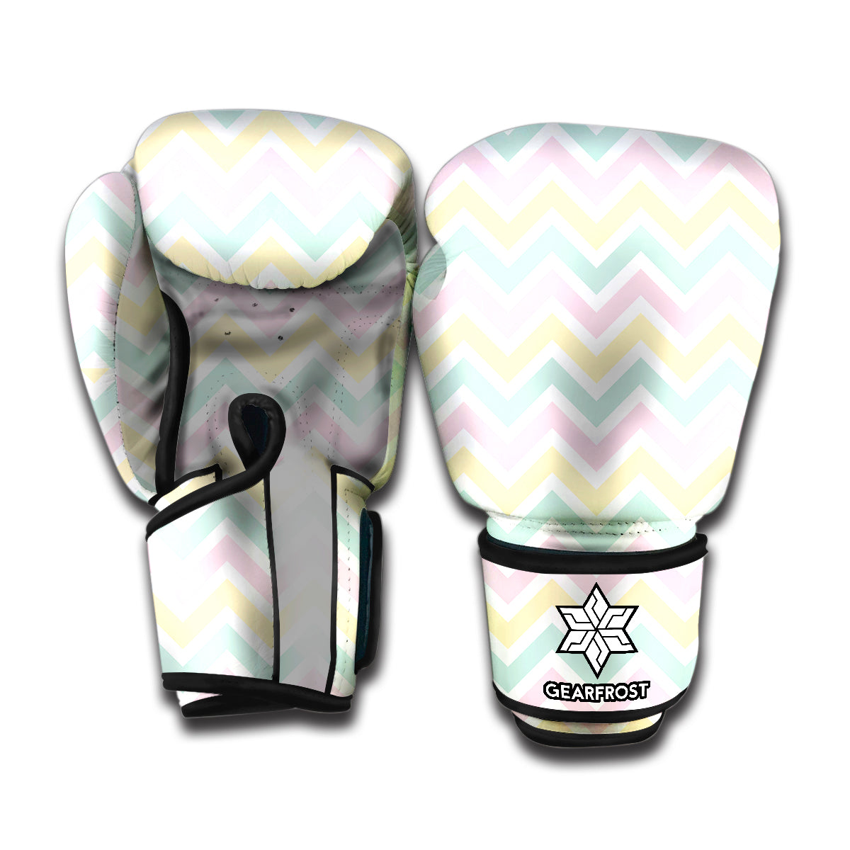 Pastel Chevron Pattern Print Boxing Gloves