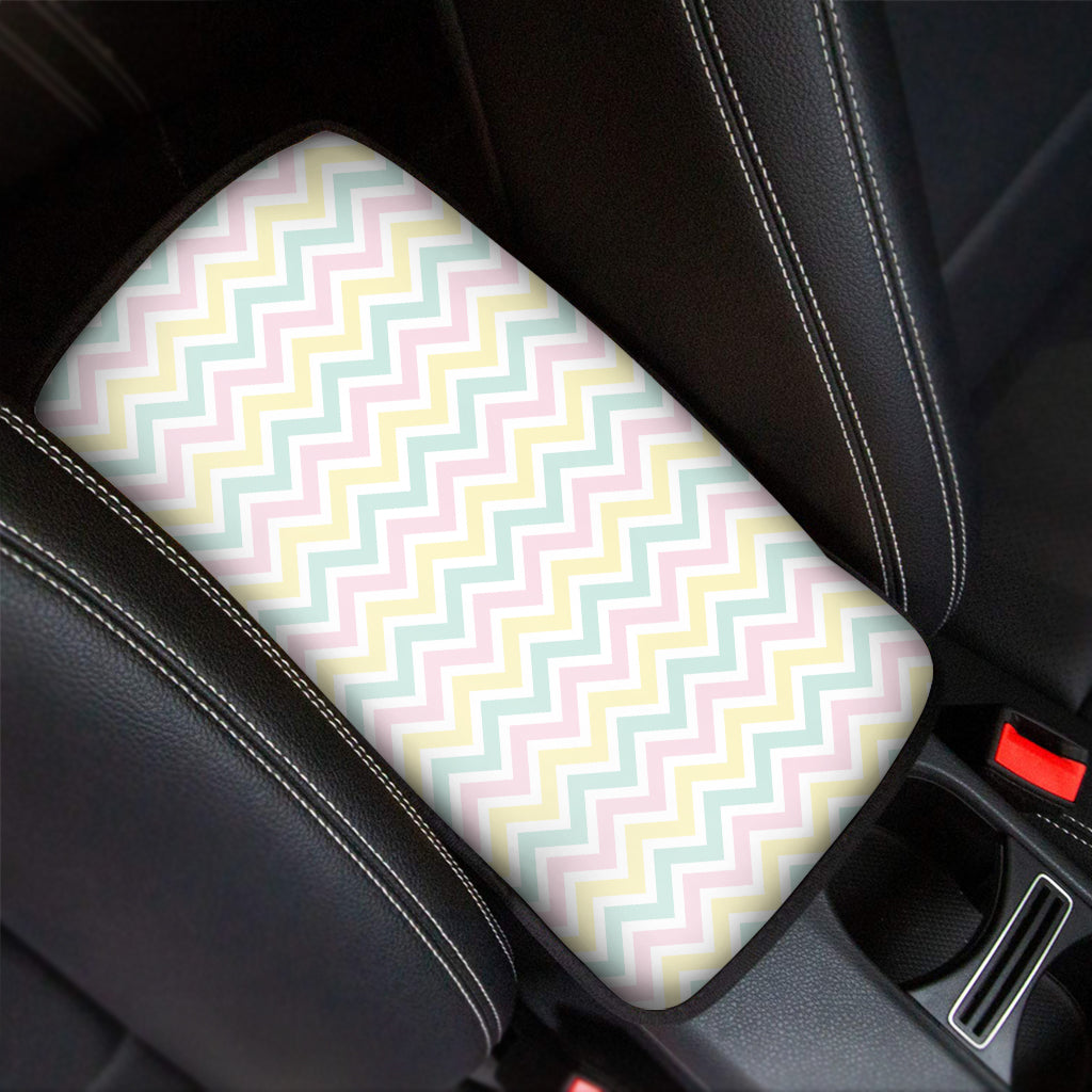 Pastel Chevron Pattern Print Car Center Console Cover