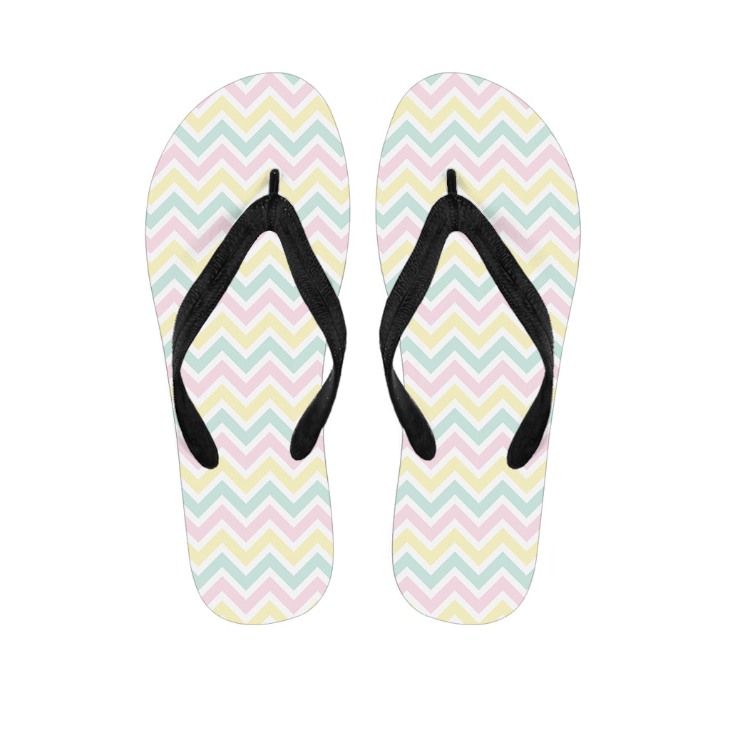 Pastel Chevron Pattern Print Flip Flops