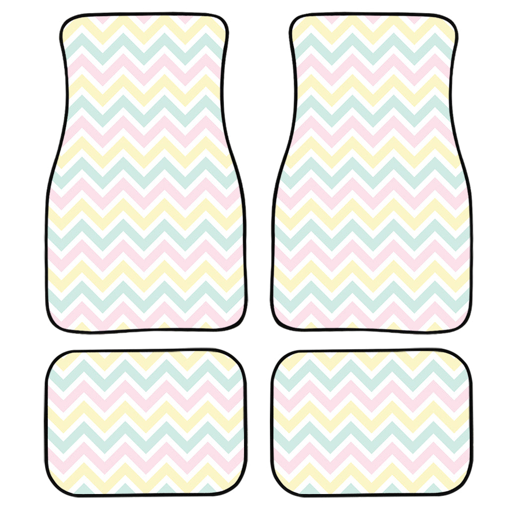 Pastel Chevron Pattern Print Front and Back Car Floor Mats