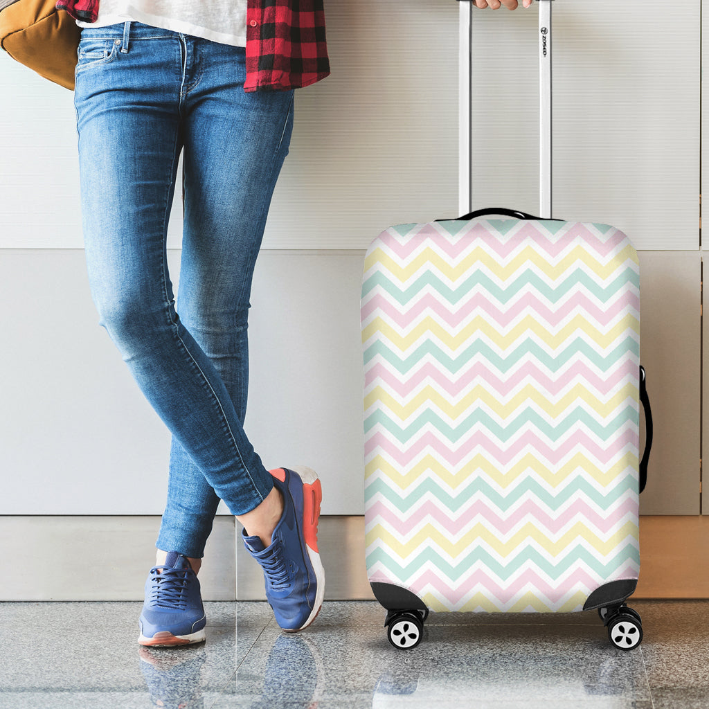 Pastel Chevron Pattern Print Luggage Cover