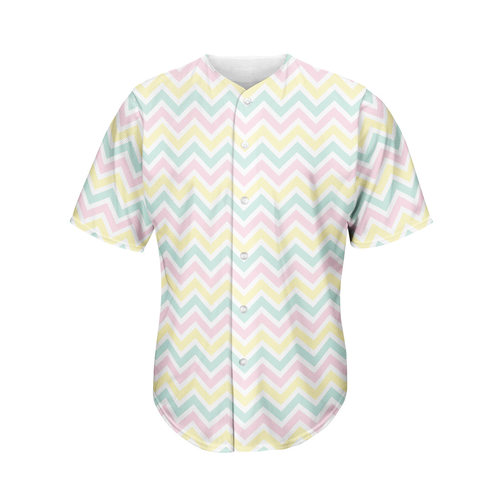 Pastel Chevron Pattern Print Men's Baseball Jersey