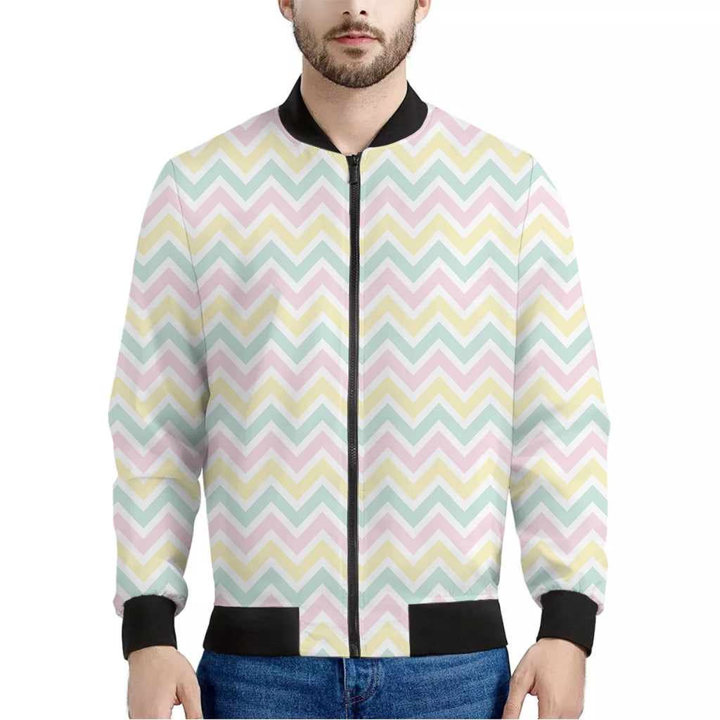 Pastel Chevron Pattern Print Men's Bomber Jacket