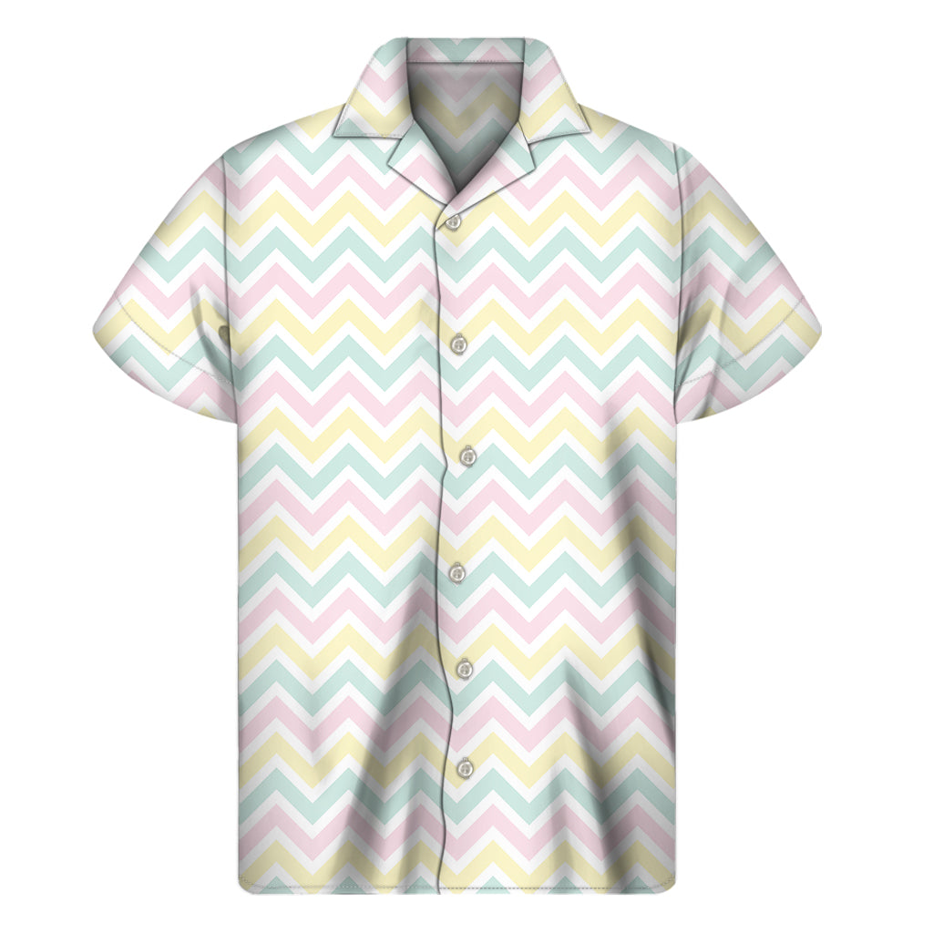 Pastel Chevron Pattern Print Men's Short Sleeve Shirt