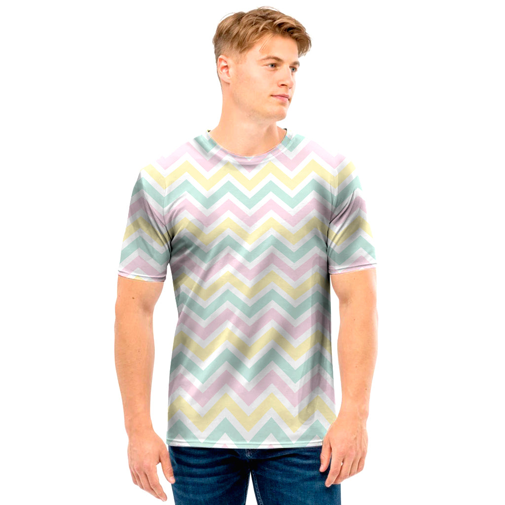 Pastel Chevron Pattern Print Men's T-Shirt