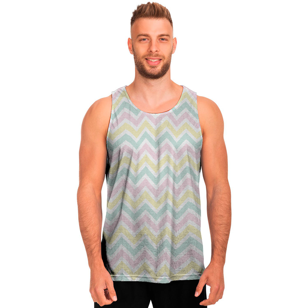 Pastel Chevron Pattern Print Men's Tank Top