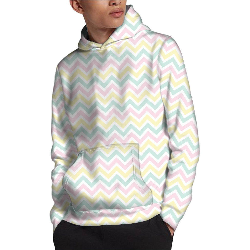 Pastel Chevron Pattern Print Pullover Hoodie