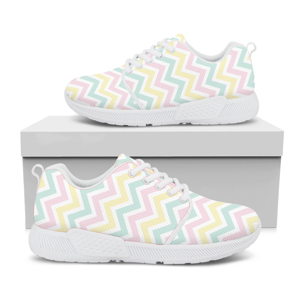 Pastel Chevron Pattern Print White Athletic Shoes