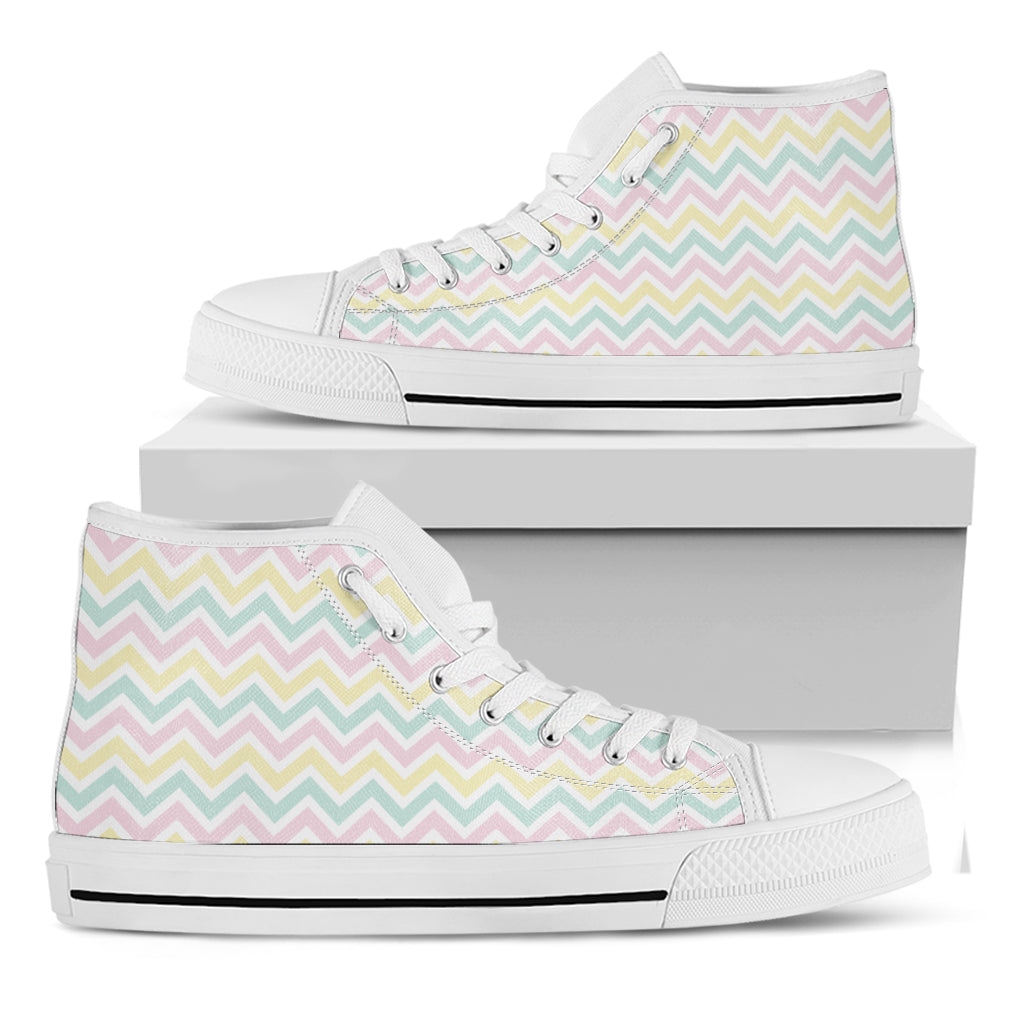 Pastel Chevron Pattern Print White High Top Shoes