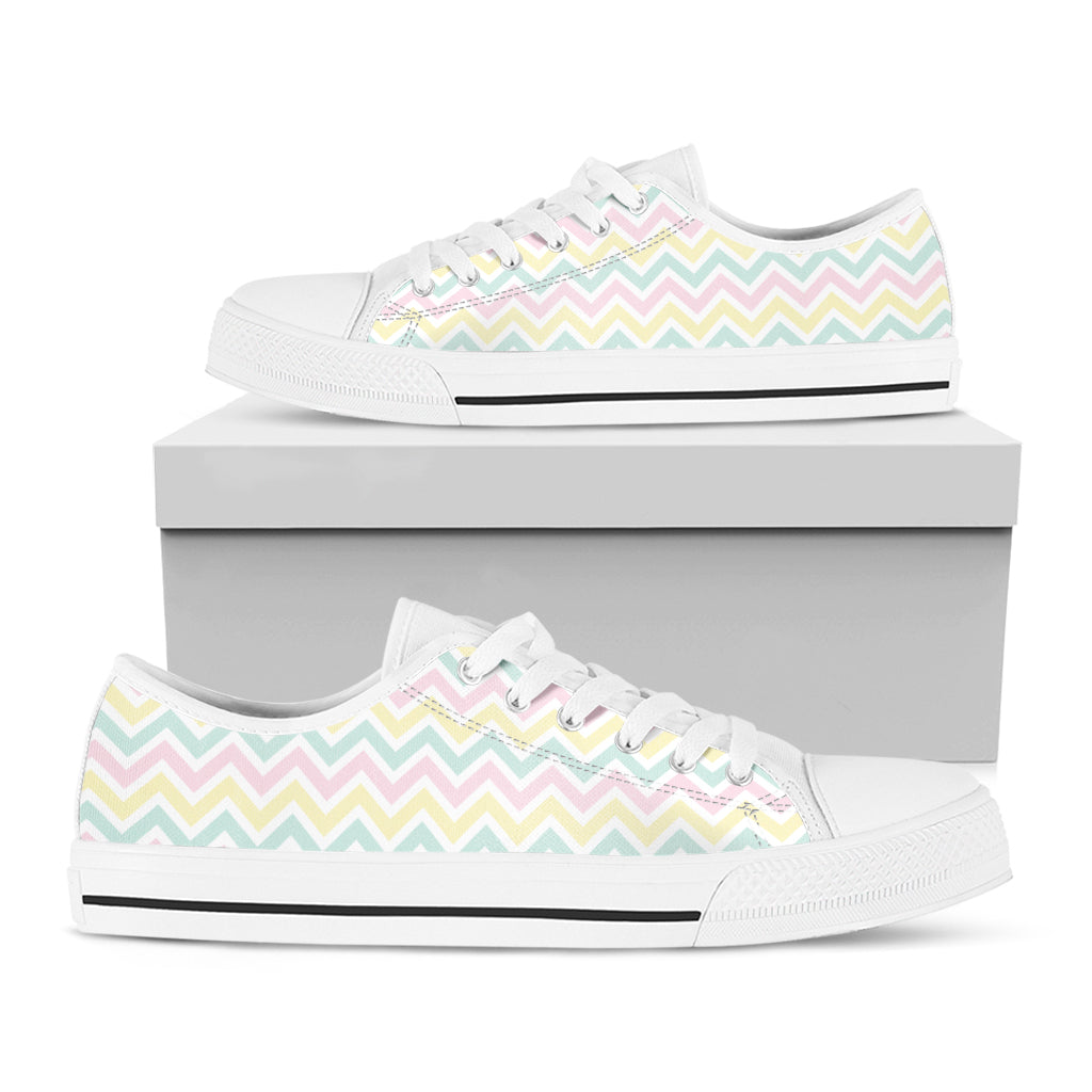 Pastel Chevron Pattern Print White Low Top Shoes