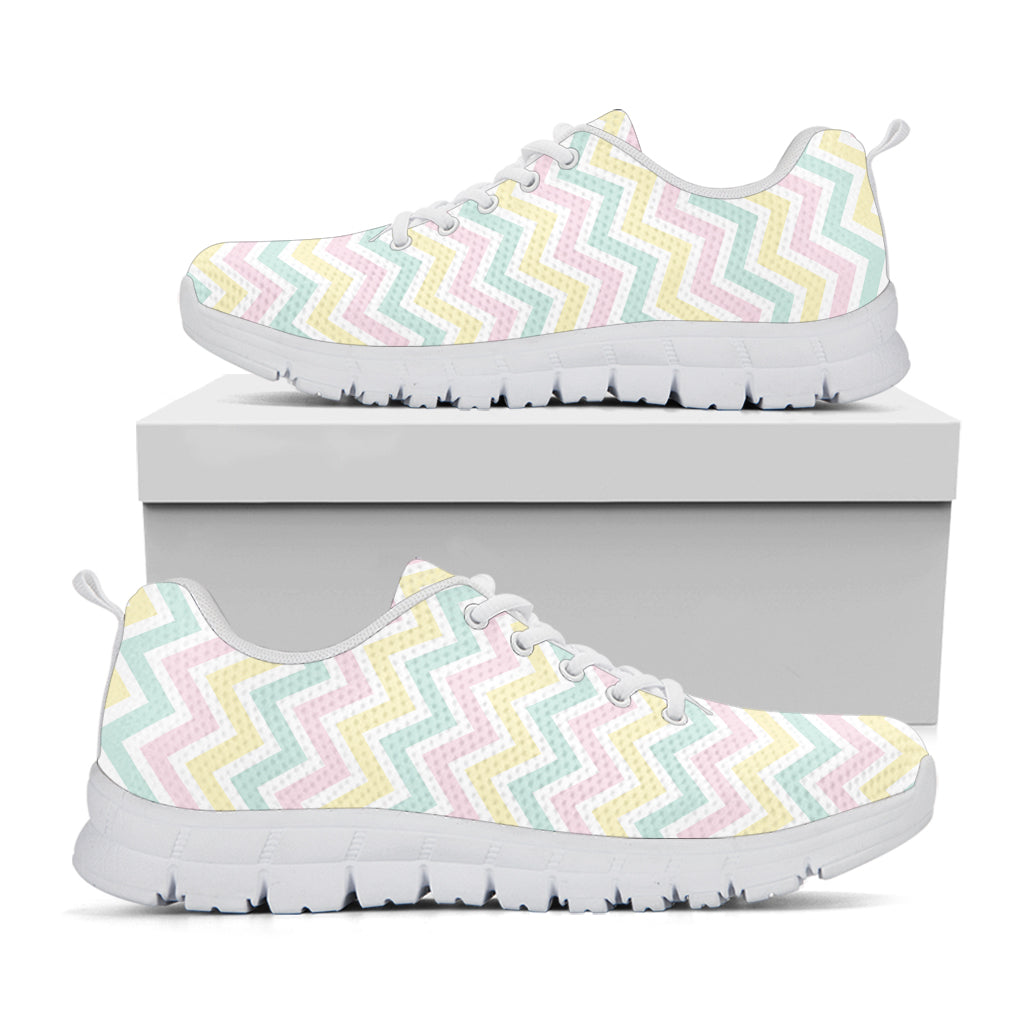 Pastel Chevron Pattern Print White Sneakers