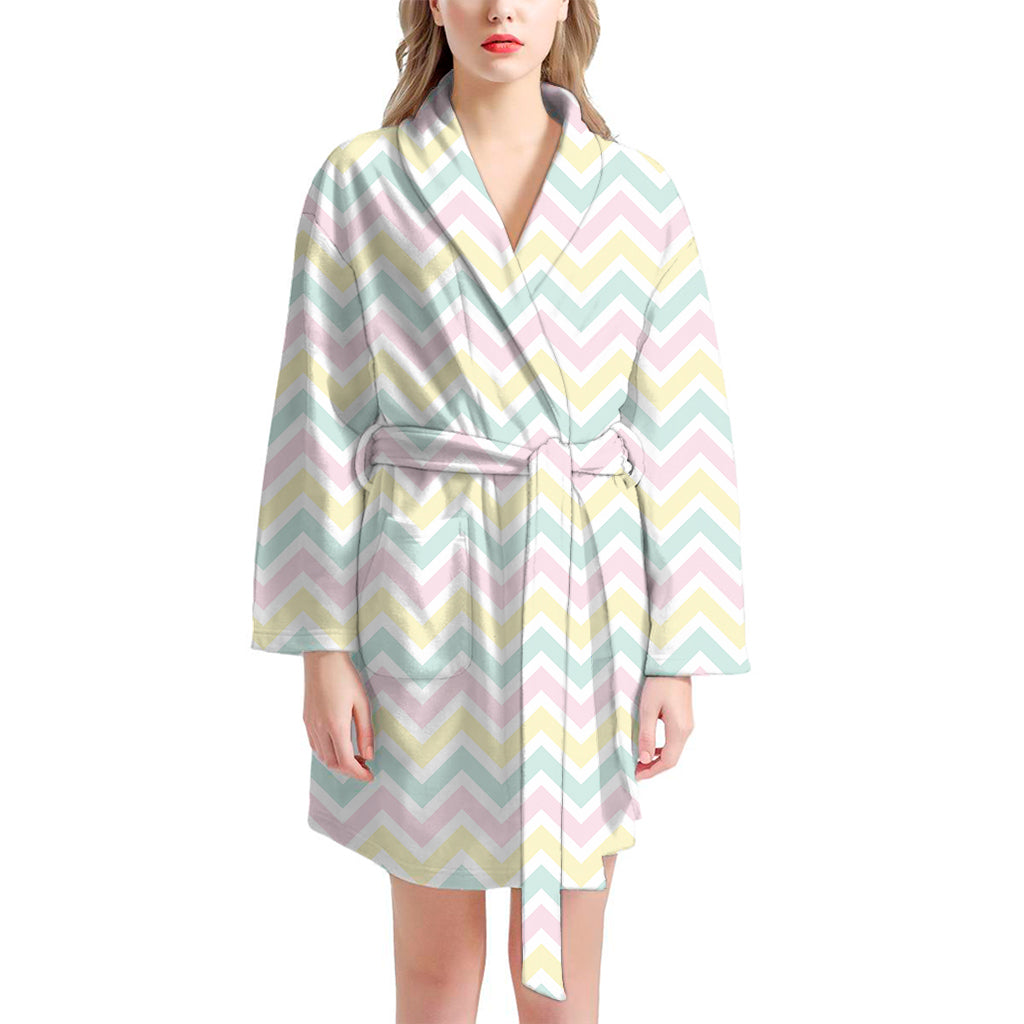 Pastel Chevron Pattern Print Women's Bathrobe