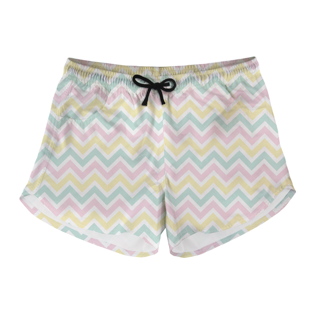 Pastel Chevron Pattern Print Women's Shorts