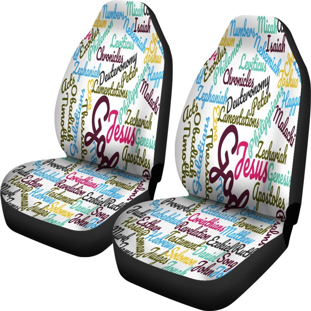 Pastel Christian Text Universal Fit Car Seat Covers