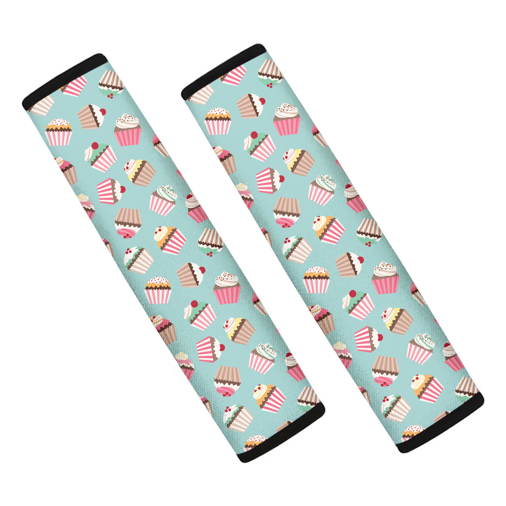 Pastel Cupcake Pattern Print Car Seat Belt Covers