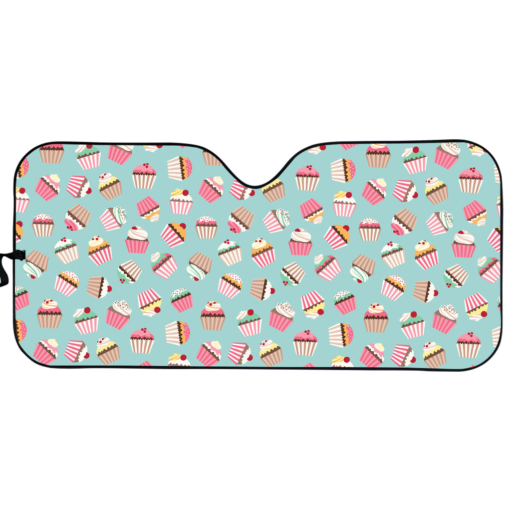 Pastel Cupcake Pattern Print Car Sun Shade