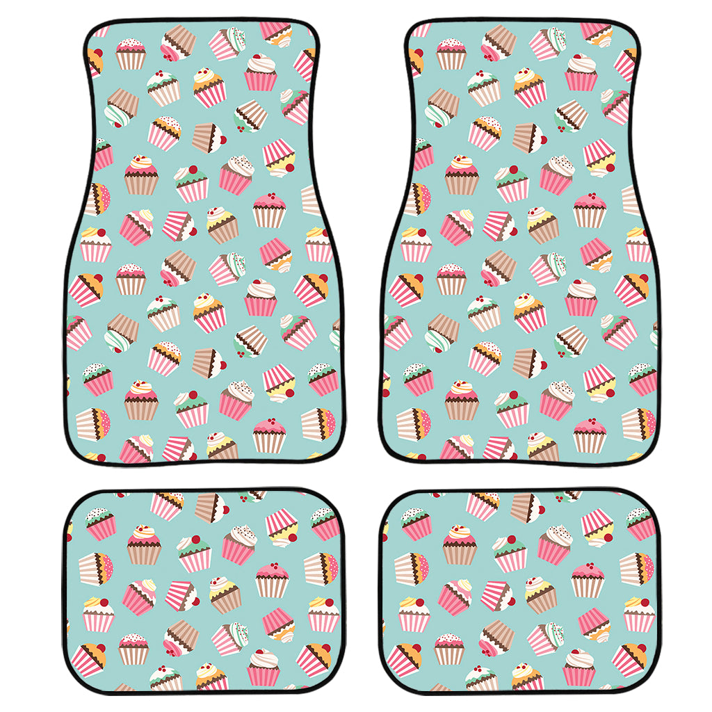 Pastel Cupcake Pattern Print Front and Back Car Floor Mats