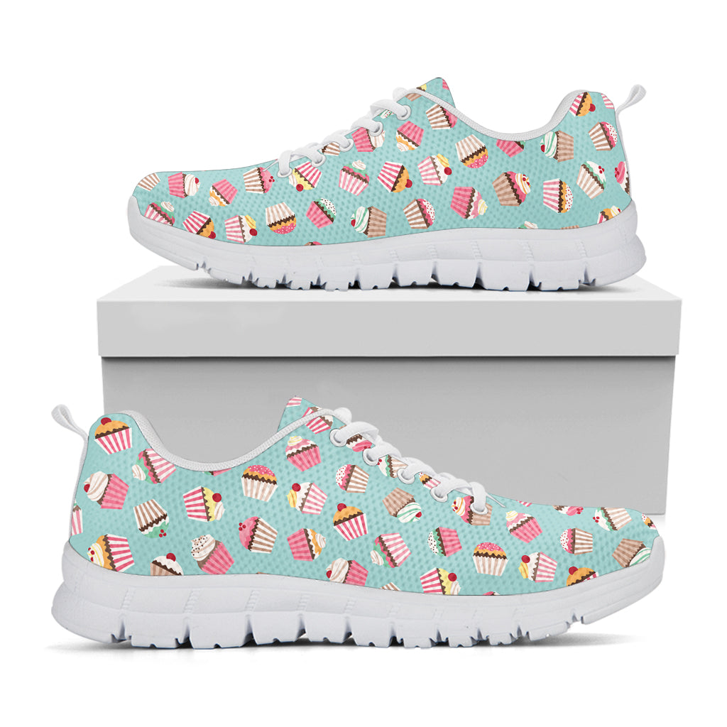 Pastel Cupcake Pattern Print White Sneakers