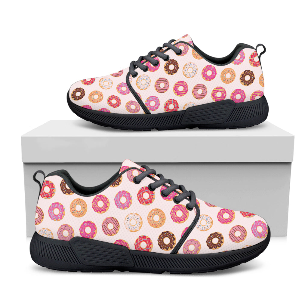 Pastel Donut Pattern Print Black Athletic Shoes