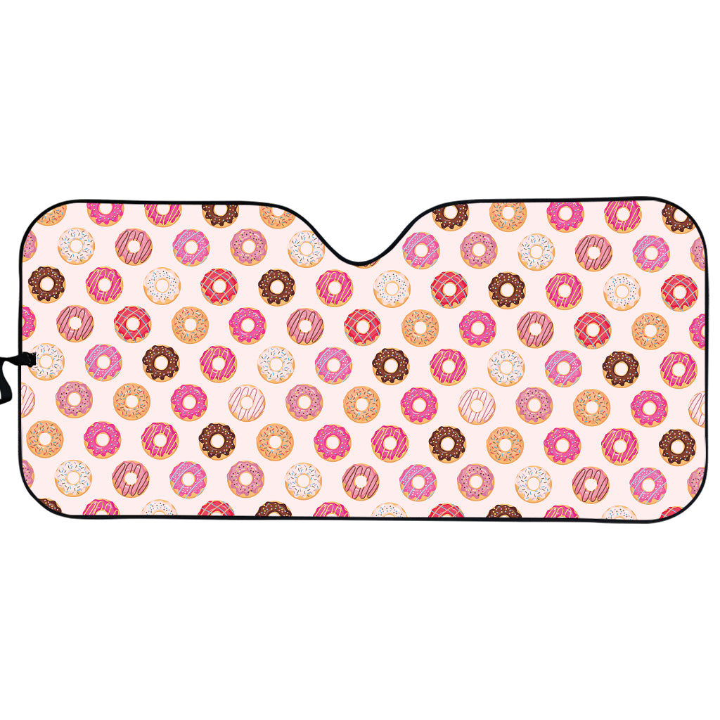 Pastel Donut Pattern Print Car Sun Shade