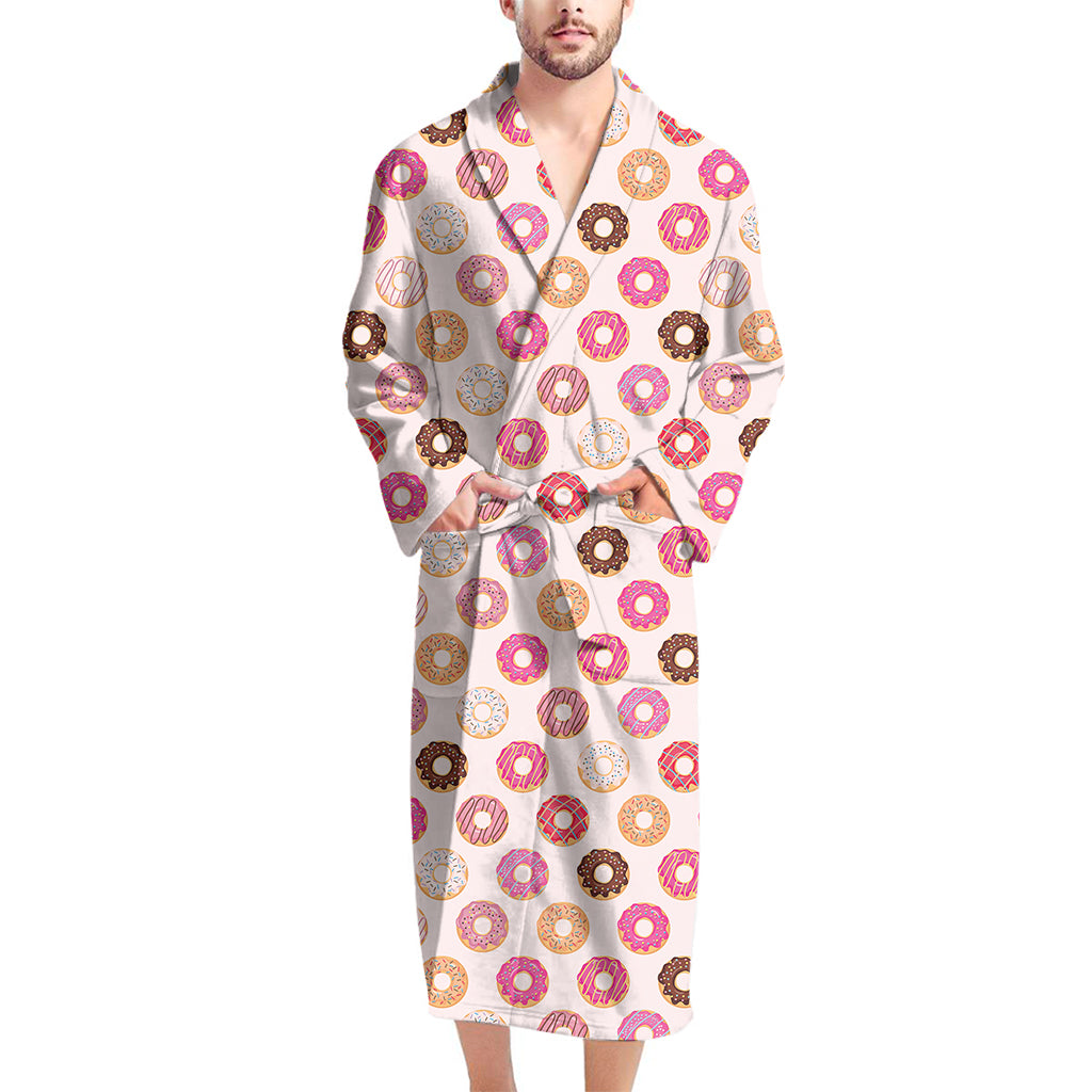 Pastel Donut Pattern Print Men's Bathrobe