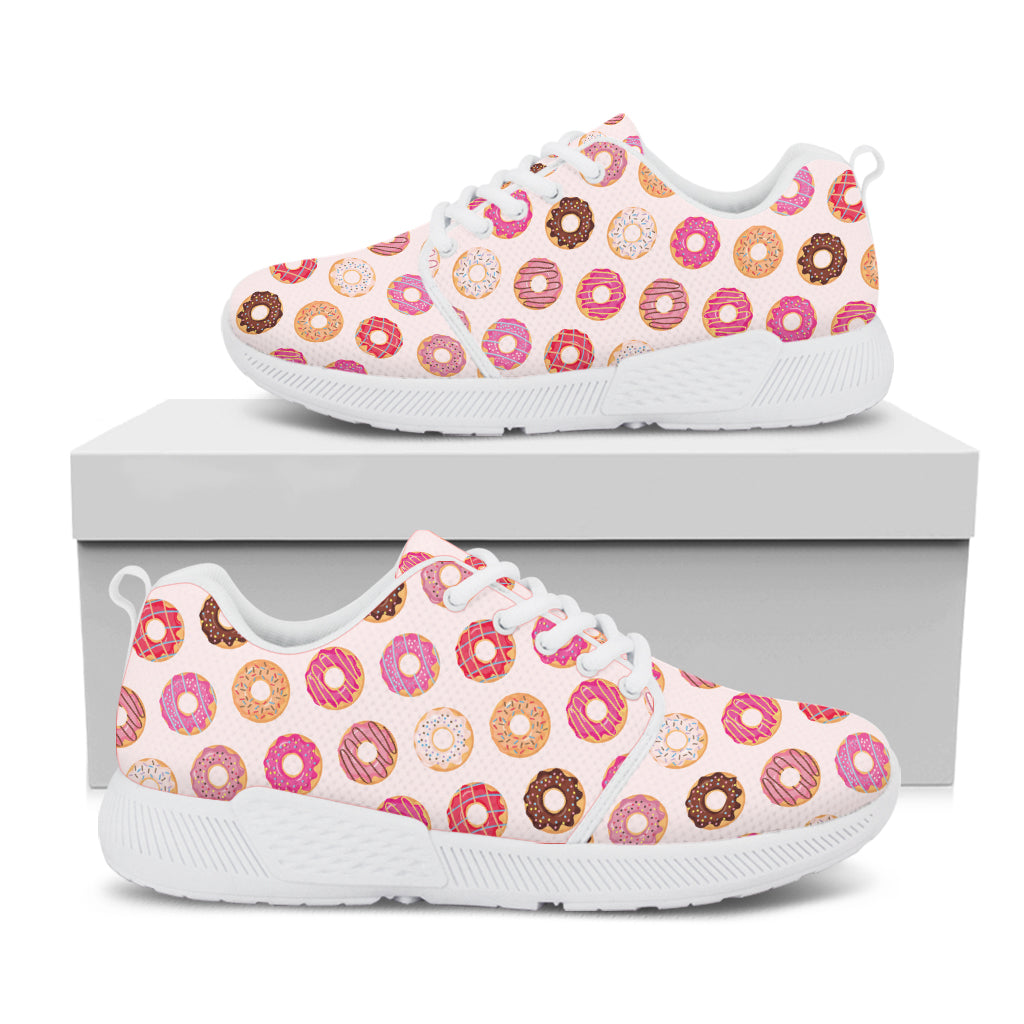 Pastel Donut Pattern Print White Athletic Shoes