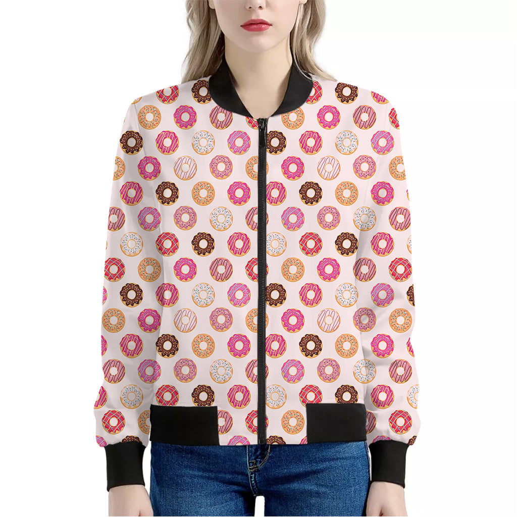 Pastel Donut Pattern Print Women's Bomber Jacket