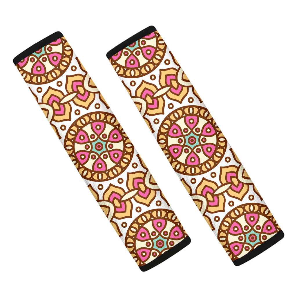 Pastel Ethnic Mandala Print Car Seat Belt Covers